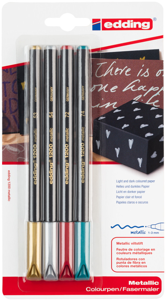 Edding 1200 Fibre Pens - Metallic Colours (Blister of 4) | 4-1200-4-1999 | The Online Pen Company
