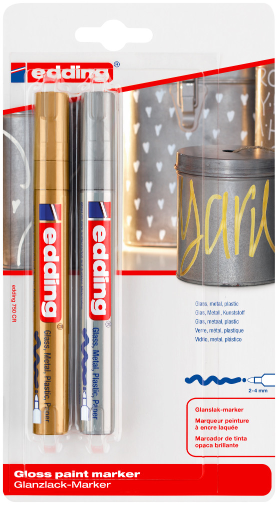 Ultieme Voorwoord verantwoordelijkheid Edding 750 Gloss Paint Markers - Gold & Silver (Blister of 2) |  4-750-2-1-53-54 | The Online Pen Company