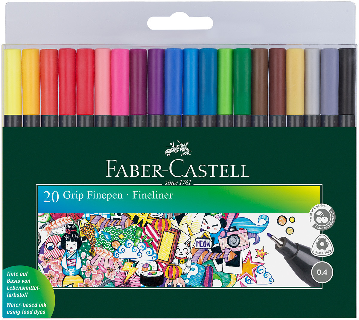 Gedetailleerd omzeilen Behoort Faber-Castell Grip Finepen - Assorted Colours (Wallet of 20) | 151620 | The  Online Pen Company