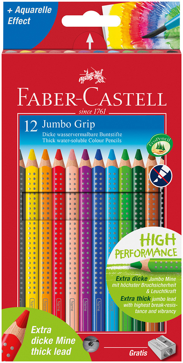Faber Castell Jumbo Grip Colouring Pencils Assorted Colours Pack Of