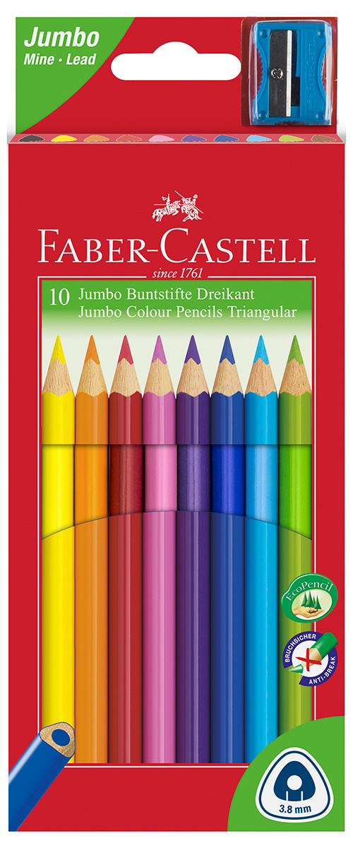 Higgins Kan worden berekend Zeehaven Faber-Castell Junior Triangular Colouring Pencils - Assorted Colours (Pack  of 10) | 116510 | The Online Pen Company