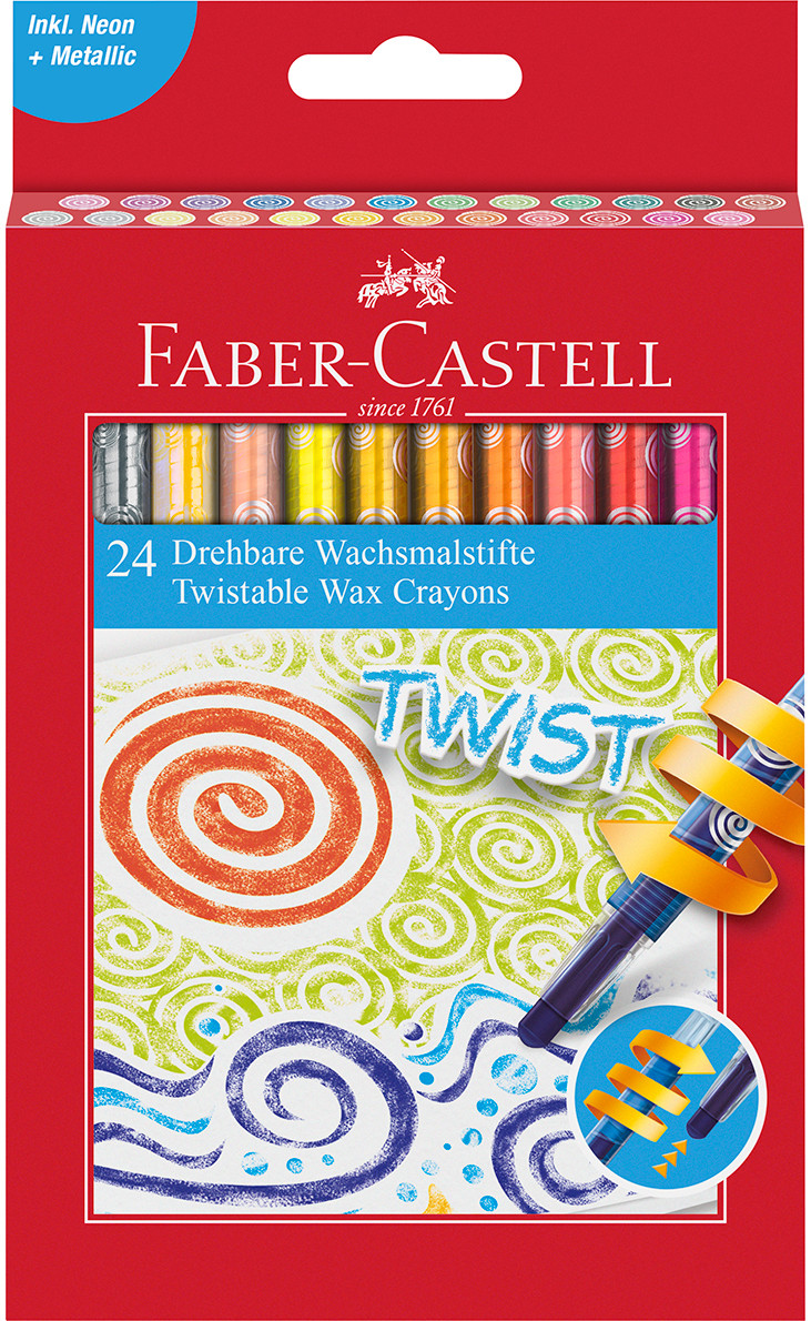 Faber-Castell Jumbo Twist Colouring Crayons - Assorted Colours (Pack of 24), 120004