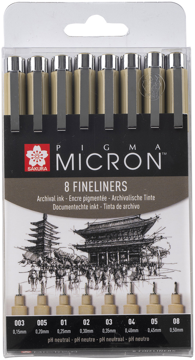 Sakura Pigma Micron Fineliner 8-set Black