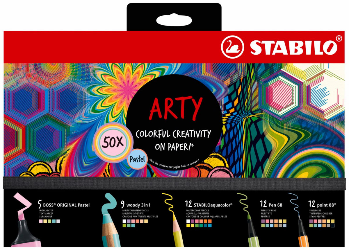 The STABILO ARTY Creative Set Pastel with 50 high quality pens