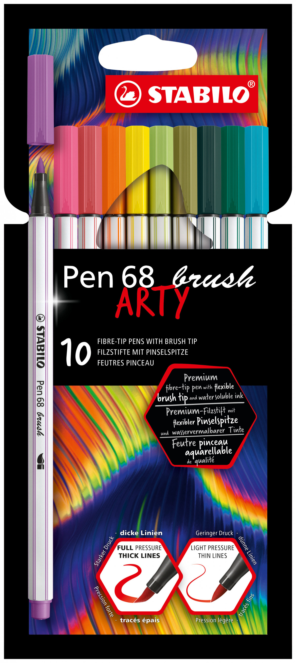 STABILO Pen 68 Fibre Tip Pen - Assorted Colours (Tin of 20)