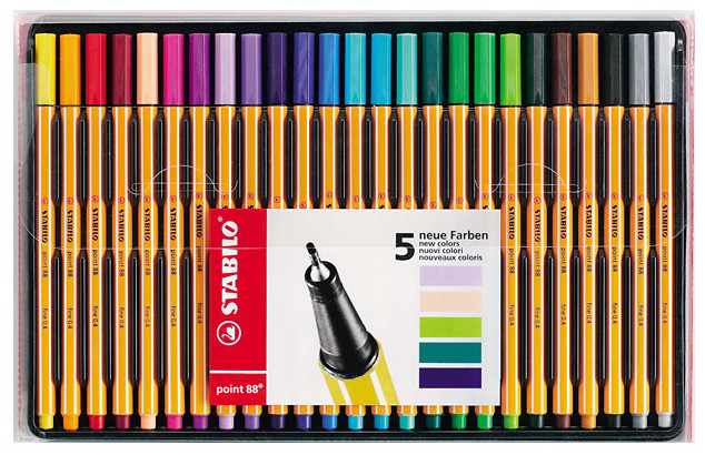 STABILO point 88 Fineliner Pen - Assorted Colours (Pack of 25), 8825-1