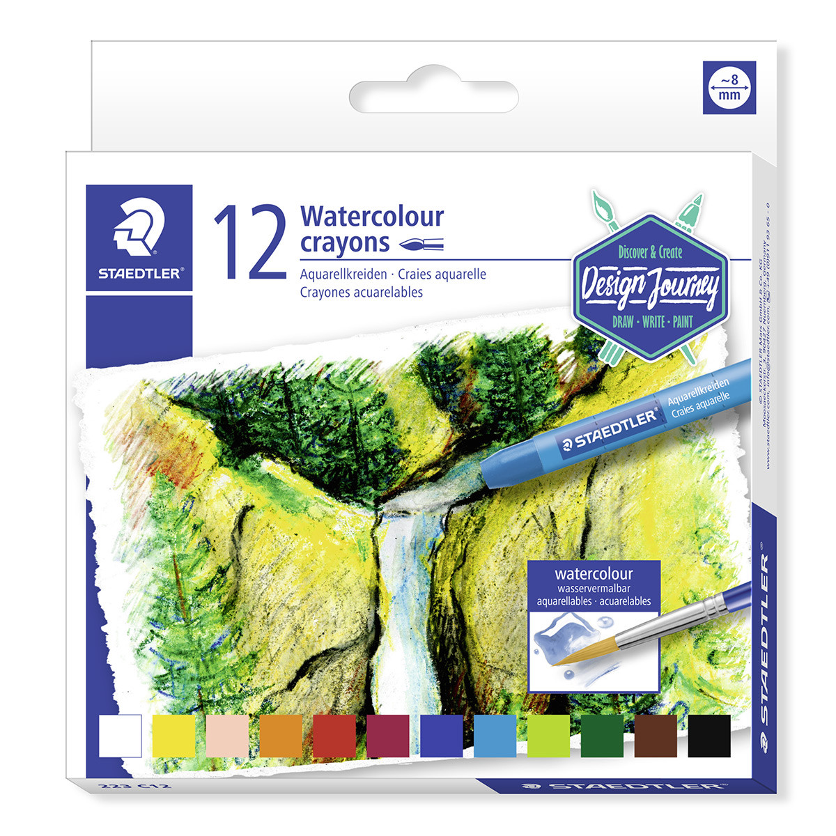 Staedtler Watercolour Crayons - Assorted Colours (Pack of 12) | 223 C12 ...
