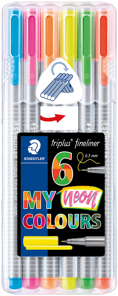 Staedtler Triplus Fineliner Pen Set 6 Color Set Neon