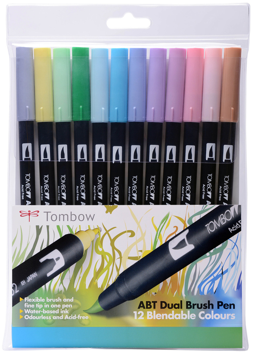 pijnlijk belofte mond Tombow ABT Dual Brush Pens - Pastel Colours (Pack of 12) | ABT-12C-2 | The  Online Pen Company