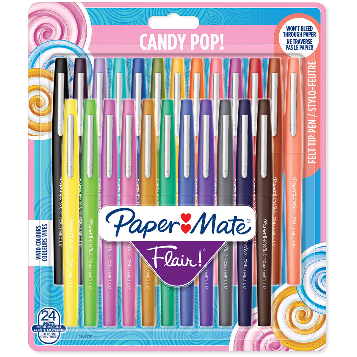 Papermate Flair Original Fibre Tip Pen - Medium - Candy Colours (Pack of  24), 1985617