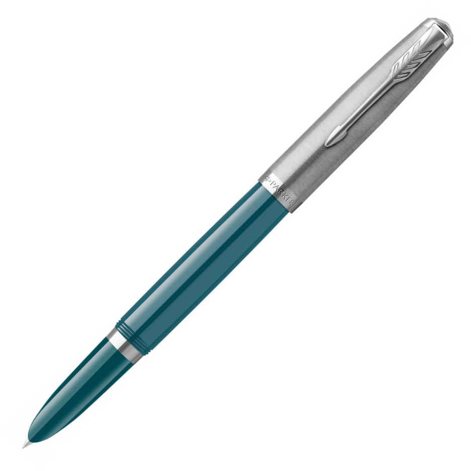 Parker 51 Fountain Pen - Teal Blue Resin Chrome Trim, 2123507