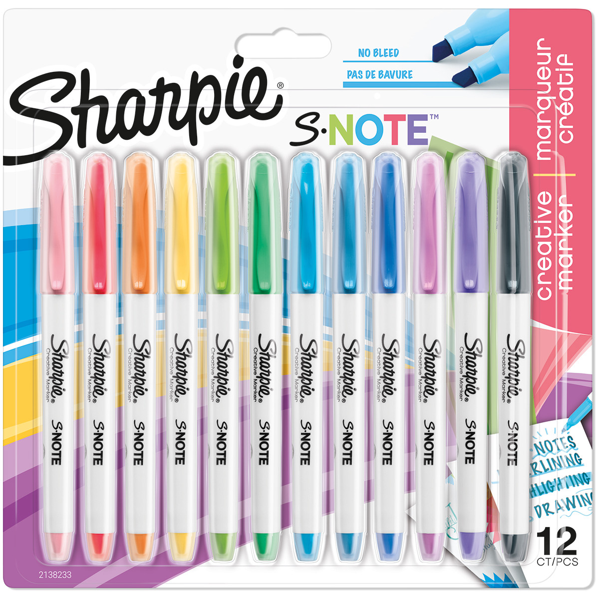 Sharpie S Note Creative Markers Chisel Tip Assorted Colors 24 Pack