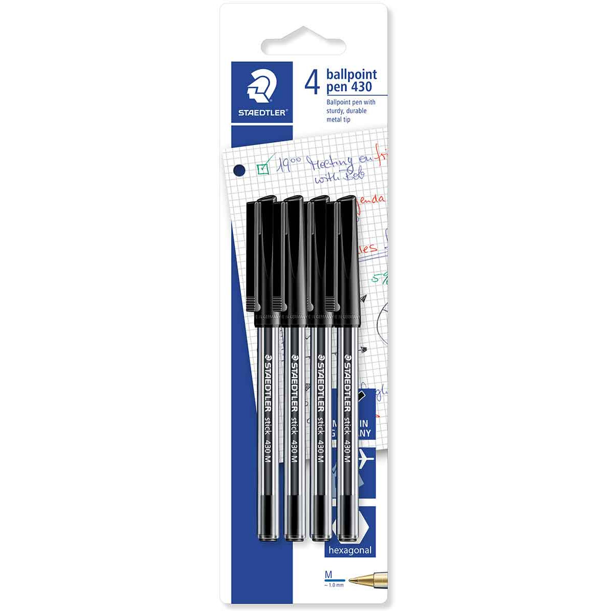 Staedtler Stick Ballpoint Pen 430-F Fine 430-M Medium 6 Pens x 4 Colours
