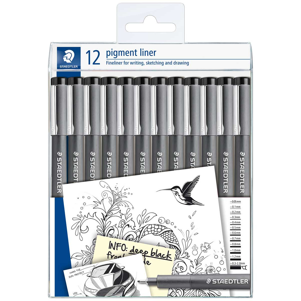 Staedtler Pigment Liners - Assorted Tip Sizes (Pack of 12), 308-9 TB12