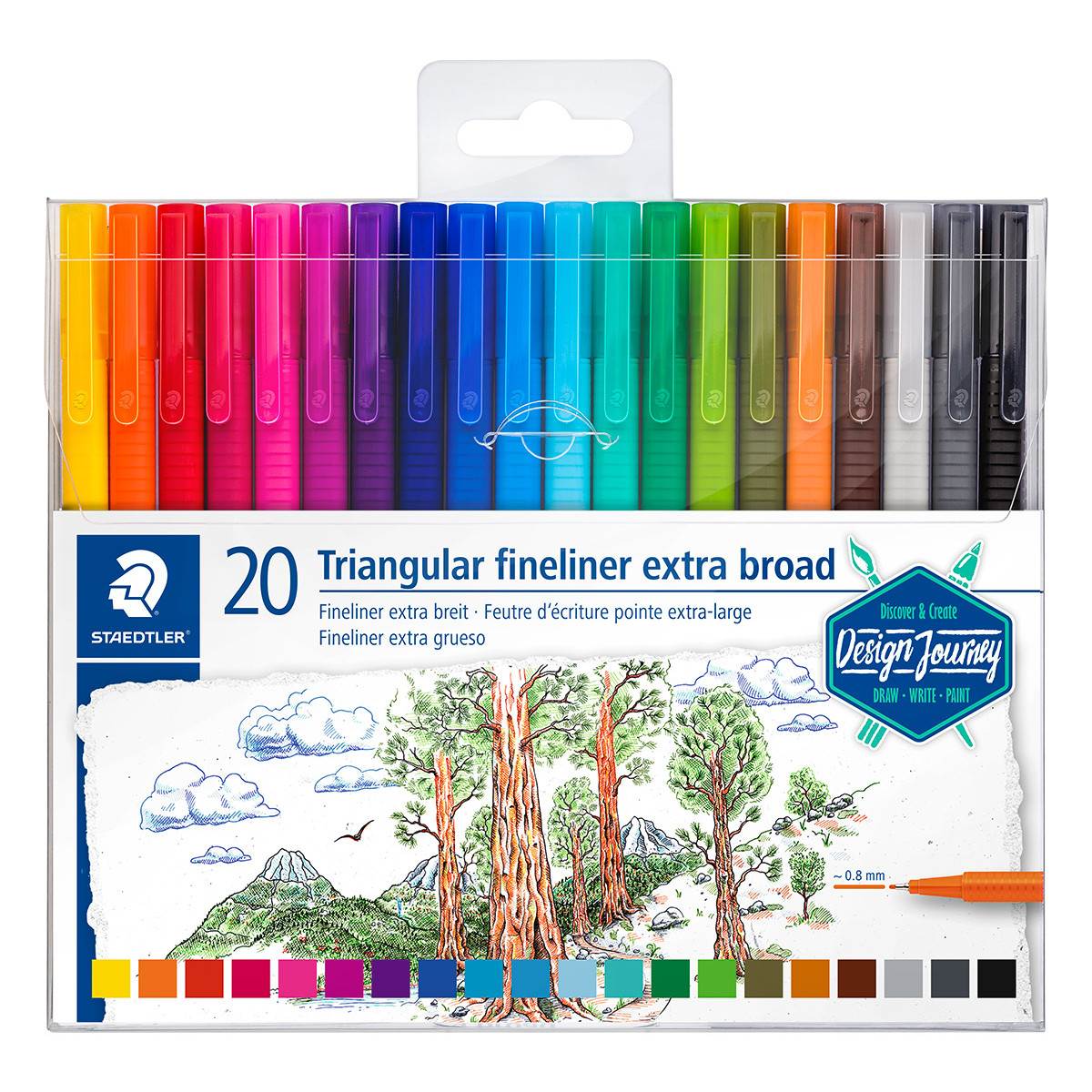 STAEDTLER Triplus Fineliner Pen - Assorted Colours (Pack of 20