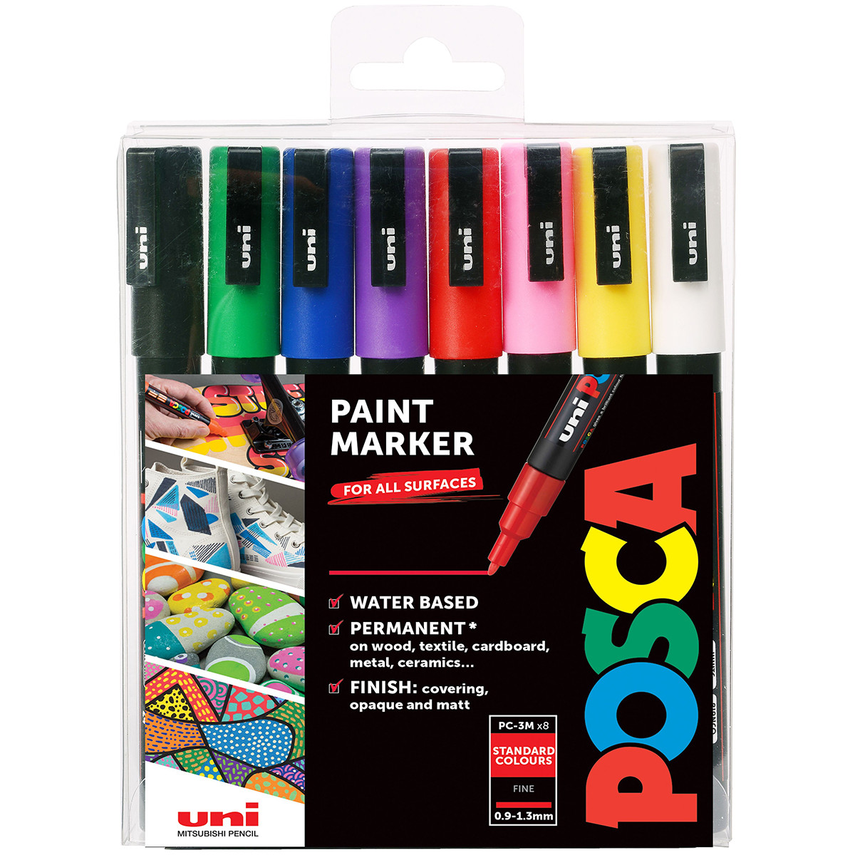 POSCA PC-3M Fine Bullet Tip Marker Pens - Starter Colours (Pack of
