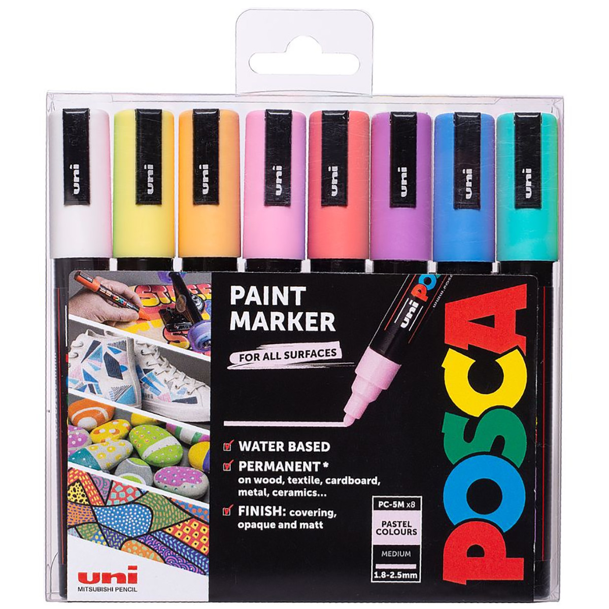Posca Markers, Basic Colors Set of 8, Medium Tip