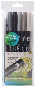 Tombow ABT Dual Brush Marker Pen - Brush/Fine Nib - 0.3-10mm - Black - 6  Pack