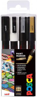 Posca Marker : Pc-1m : Extra-Fine Pin Tip : 0.7mm : Mono Tones Set Of 4