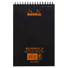 Rhodia Classic Wirebound Notepad - Large - Black - Squared - Picture 1