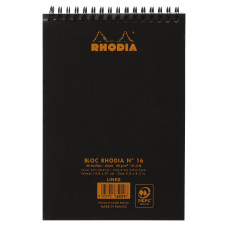 Rhodia Classic Wirebound Notepad - Large - Black - Lined - Picture 1