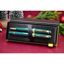 Cross Bailey Light Ballpoint Pen & Fountain Pen Gift Set - Green Gold Trim