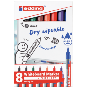 Edding 363 Whiteboard Markers - Assorted Colours (Wallet of 8)