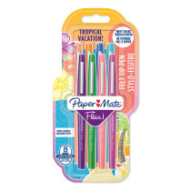 Papermate Flair Original Fibre Tip Pen - Medium - Tropical Vacation (Pack of 8)