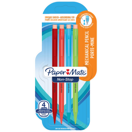 Papermate Sharpwriter Mechanical Pencil - 0.7mm - Assorted Neon Colours (Blister of 4)