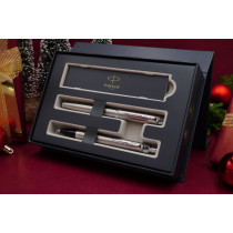 Parker IM Fountain Pen & Ballpoint Gift Set - Brushed Metal Chrome Trim