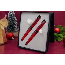 Sheaffer Icon Fountain Pen & Ballpoint Pen Gift Set - Metallic Red Black PVD Trim