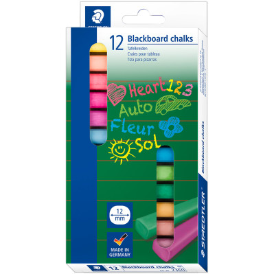 Staedtler Blackboard Chalks 12mm - Assorted Colours (Pack of 12)