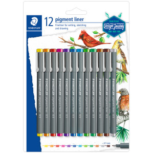 Staedtler Pigment Liner - 0.5mm - Assorted Colours (Blister of 12)