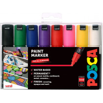 POSCA PC-8K Broad Chisel Tip Marker Pens - Starter Colours (Pack of 8)