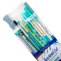 Writech Color Coded Journal Kit - Blue & Green (9 Piece, Pencil Case)