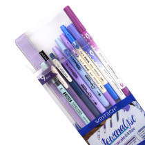 Writech Color Coded Journal Kit - Purple & Blue (9 Piece, Pencil Case)