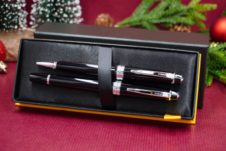 Cross Bailey  Light Ballpoint Pen & Fountain Pen Gift Set - Black Chrome Trim