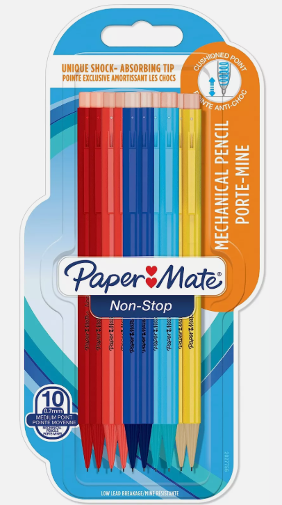 Papermate Sharpwriter Mechanical Pencil - 0.7mm - Assorted Neon Colours (Blister of 10)