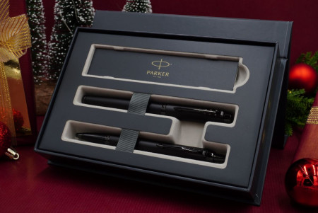 Parker IM Fountain Pen & Ballpoint Gift Set - Achromatic Matte Black PVD Trim