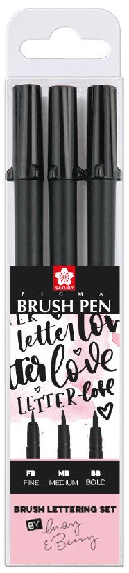 Sakura Pigma Brush Pen Hand Lettering Set - Black - Set of 3