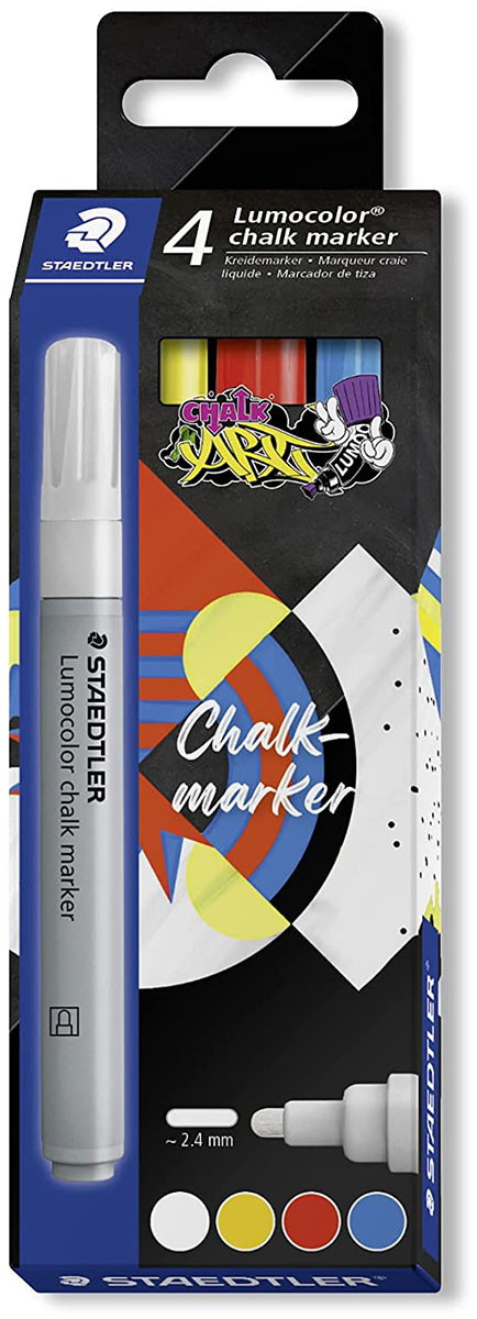 Staedtler Lumocolor Chalk Markers - Assorted Colours (Pack of 5)