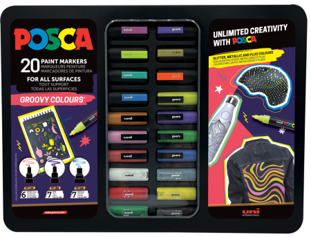 POSCA Groovy Colours Paint Marker Set - Assorted Colours - Case of 20 (Limited Edition)